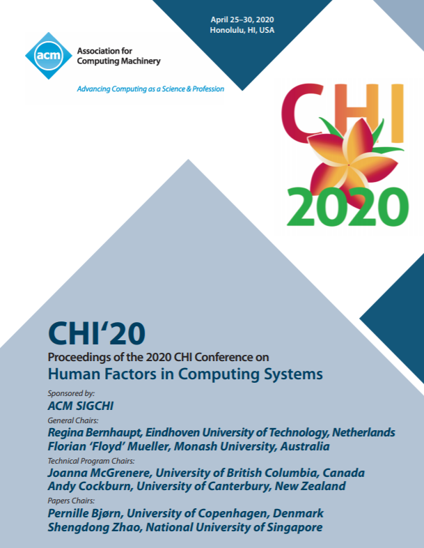 Coverpage CHI‘20 Proceedings of the 2020 CHI Conference on Human Factors in Computing Systems